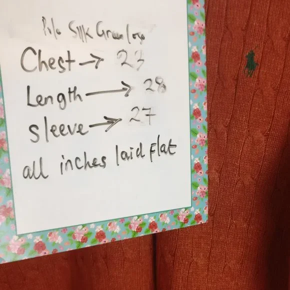 Potter Clay Brown Polo RL Pure Silk Fisherman Cable Crew Knit Logo Sweater Large - Picture 8 of 8